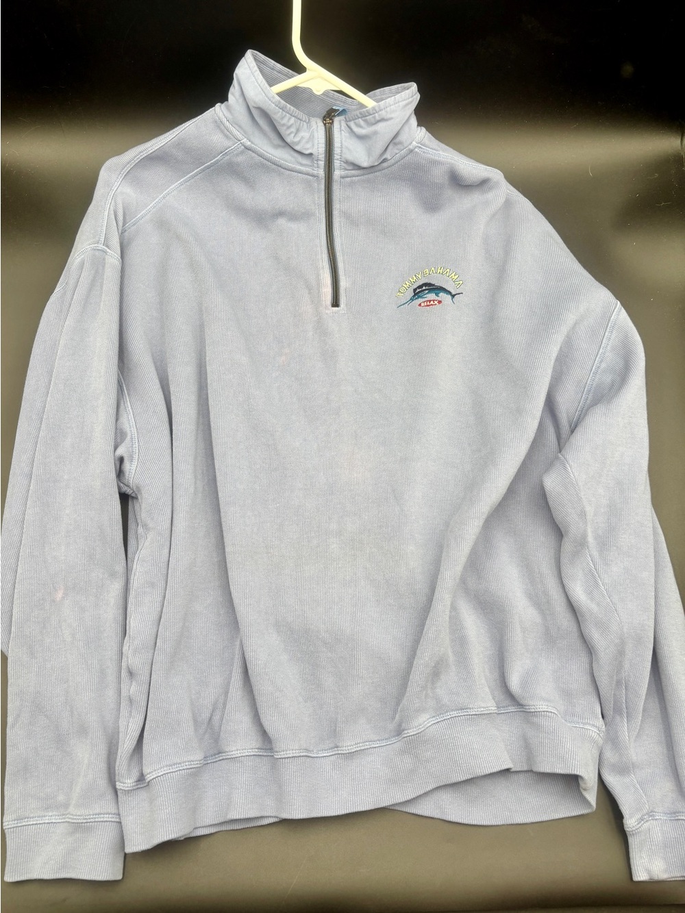 Tommy Bahama Relax Men's XL 1/4 Zip Ribbed Pullover Sweatshirt Blue